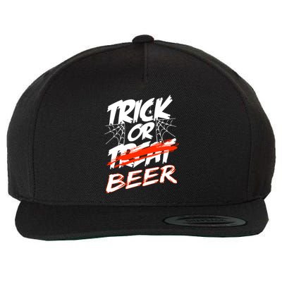 Trick Or Beer Funny Halloween Beer Drinking Wool Snapback Cap