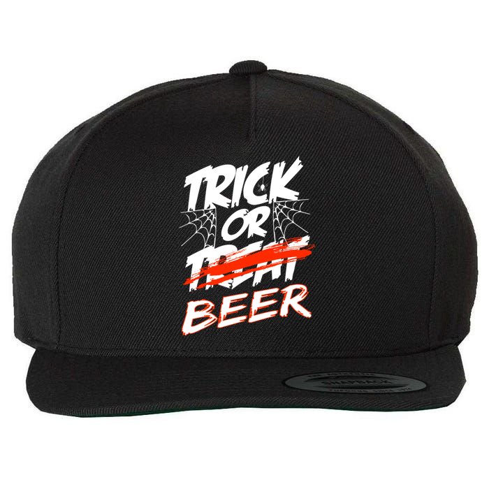 Trick Or Beer Funny Halloween Beer Drinking Wool Snapback Cap