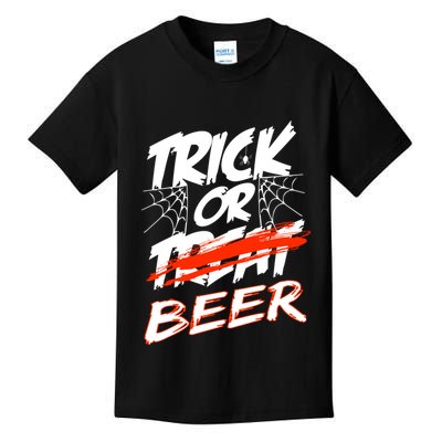 Trick Or Beer Funny Halloween Beer Drinking Kids T-Shirt