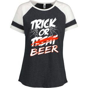 Trick Or Beer Funny Halloween Beer Drinking Enza Ladies Jersey Colorblock Tee