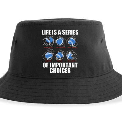 Types of Baseball Pitches Life Choices Pitcher Player Gift Sustainable Bucket Hat