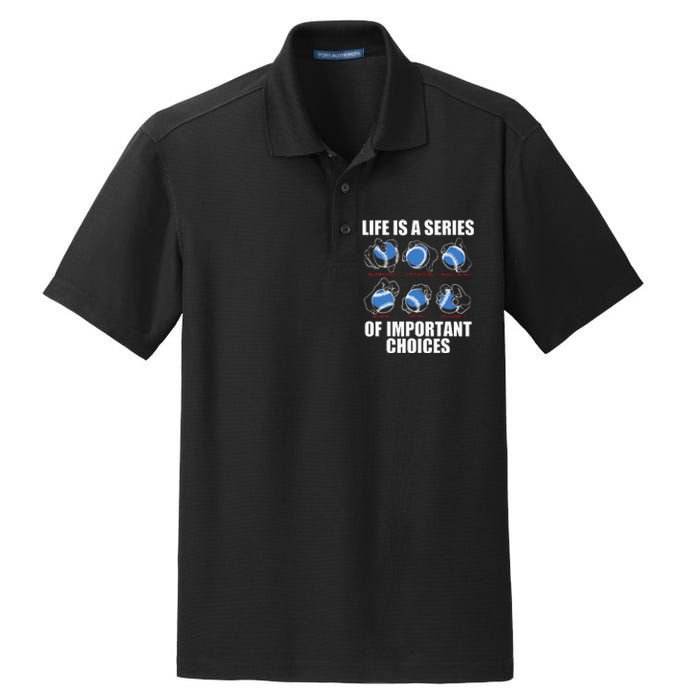 Types of Baseball Pitches Life Choices Pitcher Player Gift Dry Zone Grid Polo