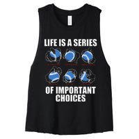 Types of Baseball Pitches Life Choices Pitcher Player Gift Women's Racerback Cropped Tank