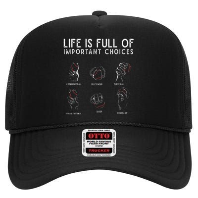 Types of Baseball Pitches Life Choices Pitcher Player High Crown Mesh Back Trucker Hat