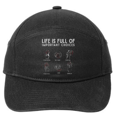 Types of Baseball Pitches Life Choices Pitcher Player 7-Panel Snapback Hat