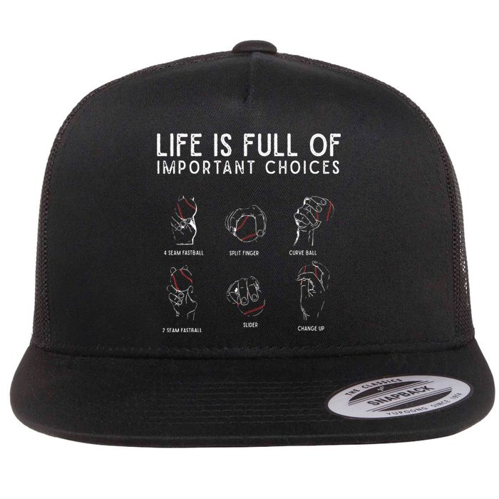 Types of Baseball Pitches Life Choices Pitcher Player Flat Bill Trucker Hat