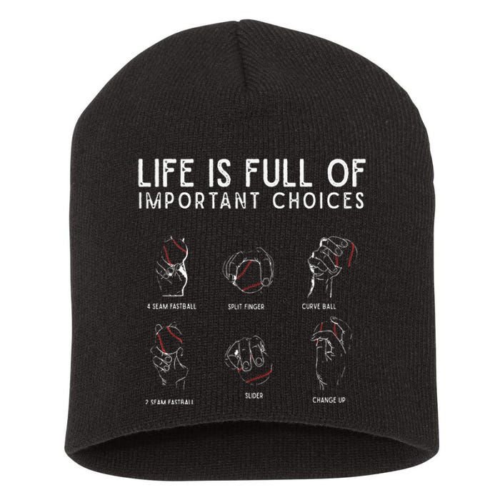 Types of Baseball Pitches Life Choices Pitcher Player Short Acrylic Beanie