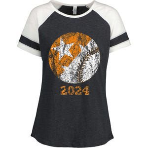 Tennessee Omaha Bound Knoxville Baseball Fan 2024 Enza Ladies Jersey Colorblock Tee