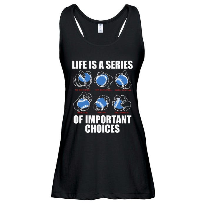 Types of Baseball Pitches Life Choices Pitcher Player Gift  Ladies Essential Flowy Tank