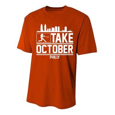 Take October Baseball Fan Philadelphia Skyline Performance Sprint T-Shirt