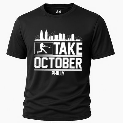 Take October Baseball Fan Philadelphia Skyline Performance Shirt