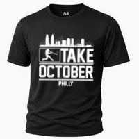 Take October Baseball Fan Philadelphia Skyline Cooling Performance Crew T-Shirt