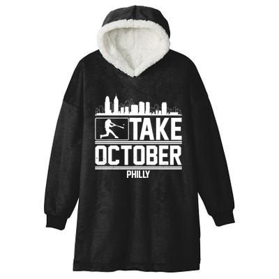 Take October Baseball Fan Philadelphia Skyline Hooded Wearable Blanket