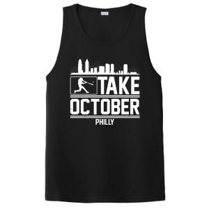 Take October Baseball Fan Philadelphia Skyline PosiCharge Competitor Tank