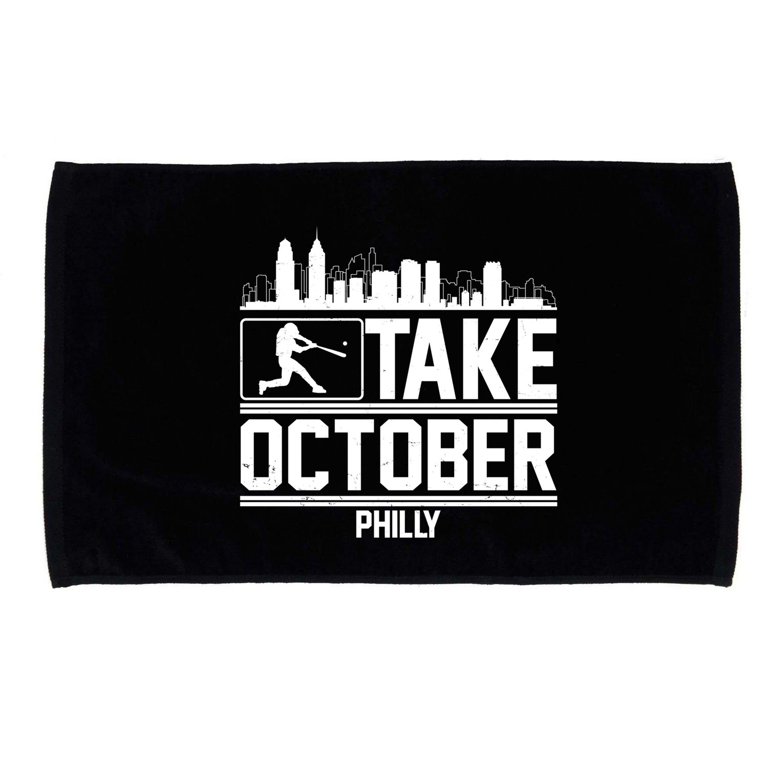 Take October Baseball Fan Philadelphia Skyline Microfiber Hand Towel