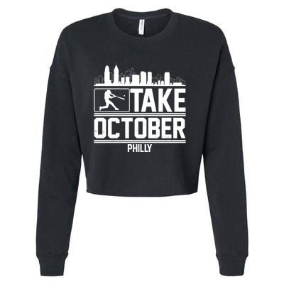 Take October Baseball Fan Philadelphia Skyline Cropped Pullover Crew