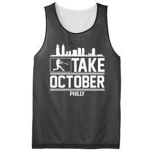 Take October Baseball Fan Philadelphia Skyline Mesh Reversible Basketball Jersey Tank