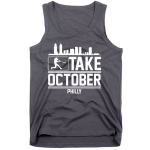 Take October Baseball Fan Philadelphia Skyline Tank Top