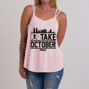 Take October Baseball Fan Philadelphia Skyline Women's Strappy Tank