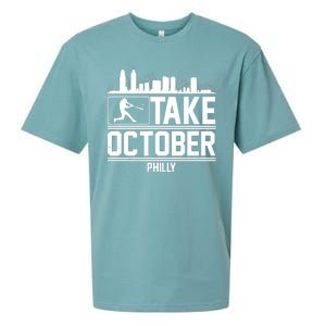 Take October Baseball Fan Philadelphia Skyline Sueded Cloud Jersey T-Shirt