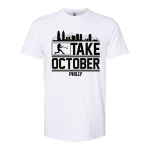 Take October Baseball Fan Philadelphia Skyline Softstyle CVC T-Shirt