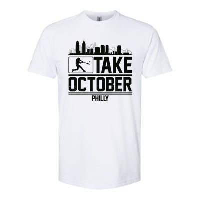 Take October Baseball Fan Philadelphia Skyline Softstyle® CVC T-Shirt