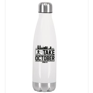 Take October Baseball Fan Philadelphia Skyline Stainless Steel Insulated Water Bottle