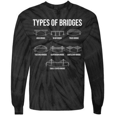 Types Of Bridges, Bridge Engineer Gift Tie-Dye Long Sleeve Shirt