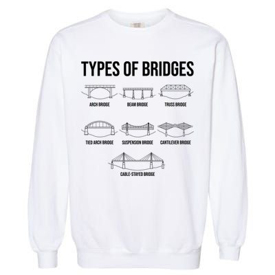 Types Of Bridges, Bridge Engineer Gift Garment-Dyed Sweatshirt