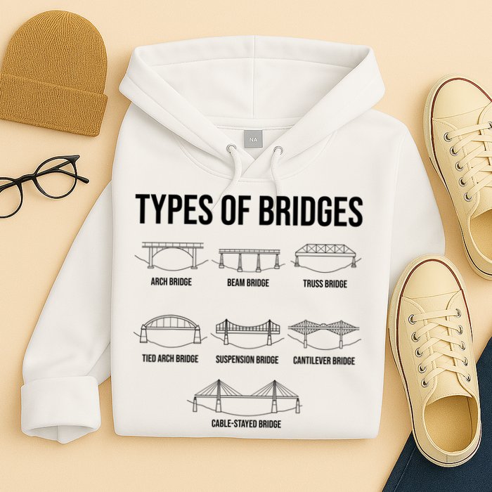 Types Of Bridges, Bridge Engineer Gift Hoodie