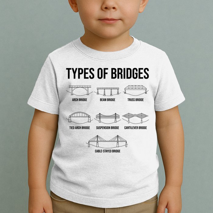 Types Of Bridges, Bridge Engineer Gift Toddler T-Shirt