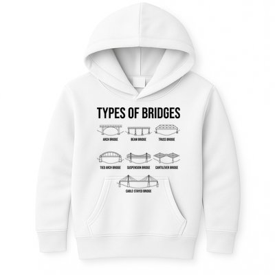Types Of Bridges, Bridge Engineer Gift Kids Hoodie