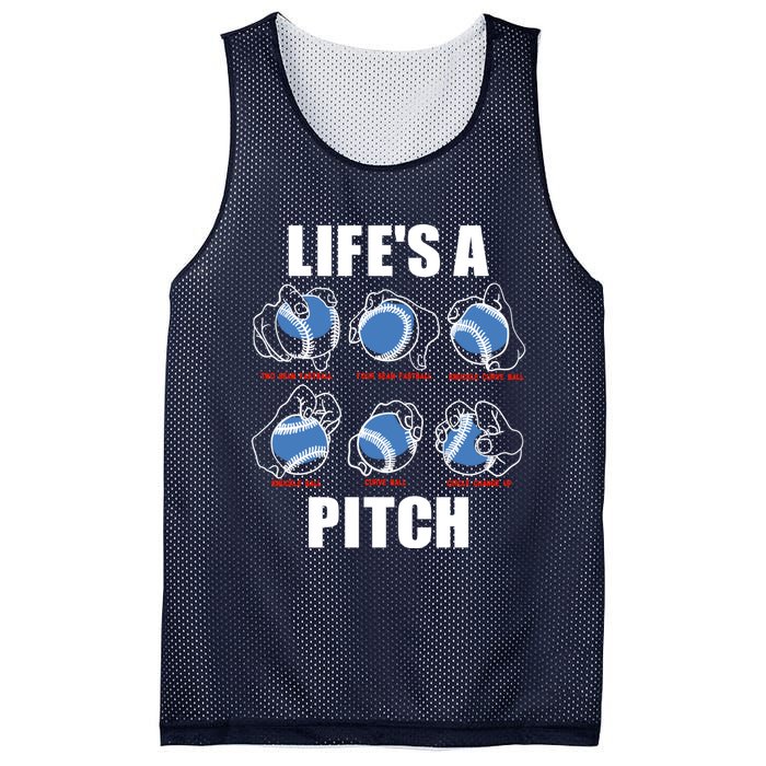 Types of Baseball Pitches Life's A Pitch Pitcher Player Gift Mesh Reversible Basketball Jersey Tank