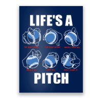 Types of Baseball Pitches Life's A Pitch Pitcher Player Gift Poster