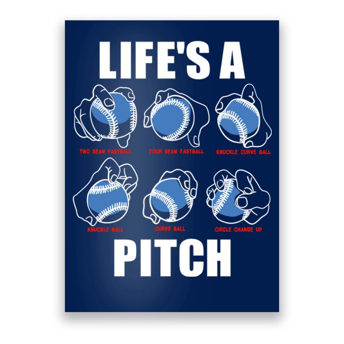 Types of Baseball Pitches Life's A Pitch Pitcher Player Gift Poster