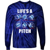 Types of Baseball Pitches Life's A Pitch Pitcher Player Gift Tie-Dye Long Sleeve Shirt