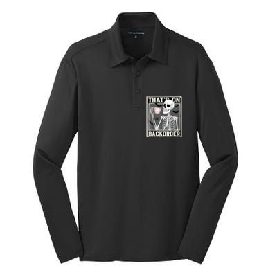 ThatS On Backorder Pharmacy Tech Skeleton ThatS Backorder Silk Touch Performance Long Sleeve Polo