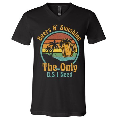 The Only BS I Need Is Beers and Sunshine Drinking Brew Party V-Neck T-Shirt