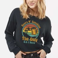 The Only BS I Need Is Beers and Sunshine Drinking Brew Party Cropped Pullover Crew