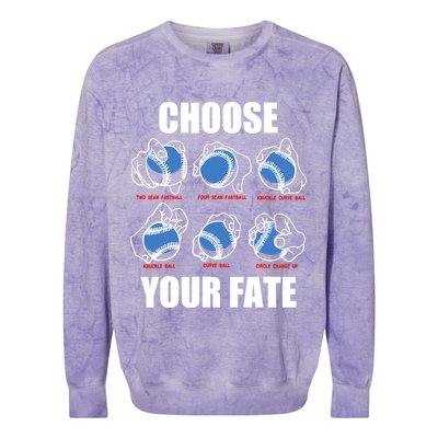 Types Of Baseball Pitches Choose Your Fate Gift For Pitcher Colorblast Crewneck Sweatshirt