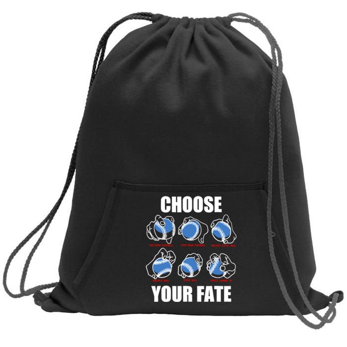 Types Of Baseball Pitches Choose Your Fate Gift For Pitcher Sweatshirt Cinch Pack Bag