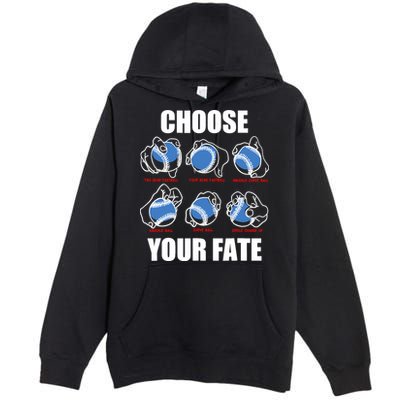 Types Of Baseball Pitches Choose Your Fate Gift For Pitcher Premium Pullover Hoodie