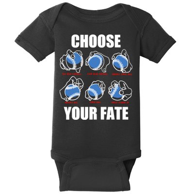 Types Of Baseball Pitches Choose Your Fate Gift For Pitcher Baby Bodysuit