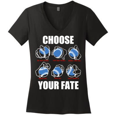 Types Of Baseball Pitches Choose Your Fate Gift For Pitcher Women's V-Neck T-Shirt