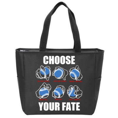 Types Of Baseball Pitches Choose Your Fate Gift For Pitcher Zip Tote Bag
