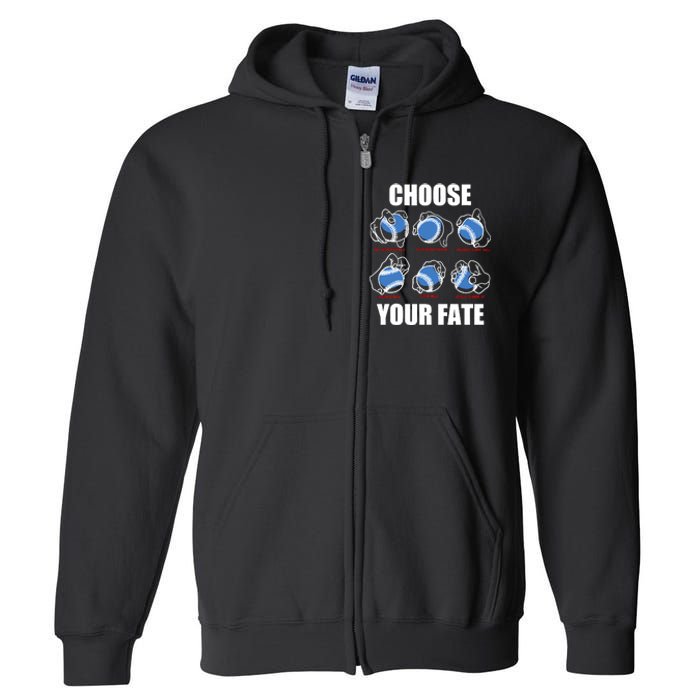 Types Of Baseball Pitches Choose Your Fate Gift For Pitcher Full Zip Hoodie