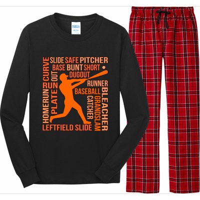 Types Of Baseball Players Sports Lover Coach Graphic Cute Gift Long Sleeve Pajama Set