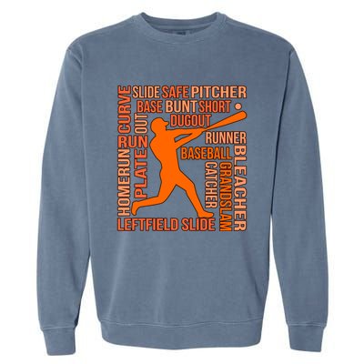 Types Of Baseball Players Sports Lover Coach Graphic Cute Gift Garment-Dyed Sweatshirt