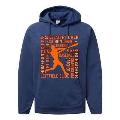 Types Of Baseball Players Sports Lover Coach Graphic Cute Gift Performance Fleece Hoodie