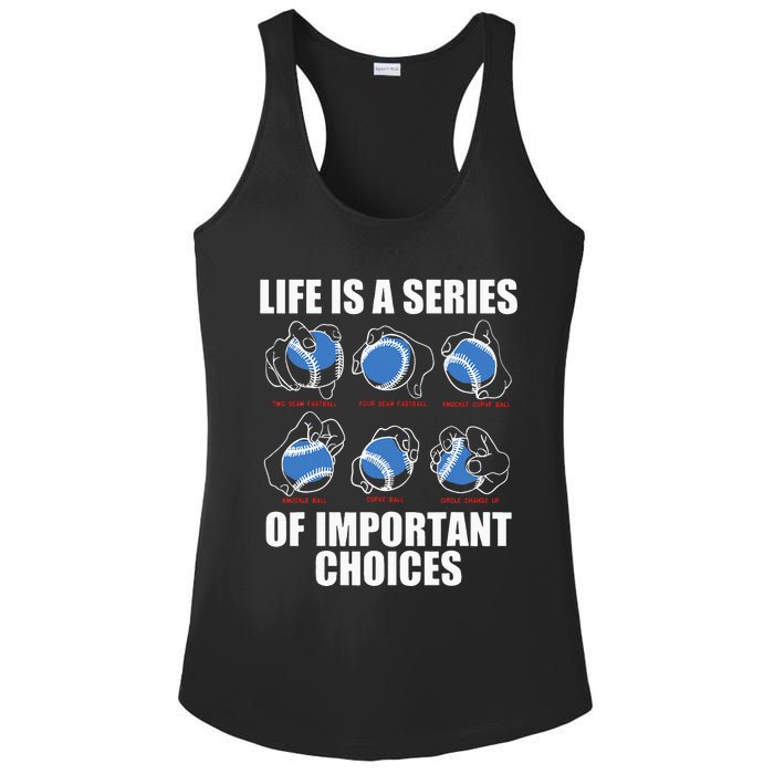 Types Of Baseball Pitches Life Choices Pitcher Player Gift Ladies PosiCharge Competitor Racerback Tank